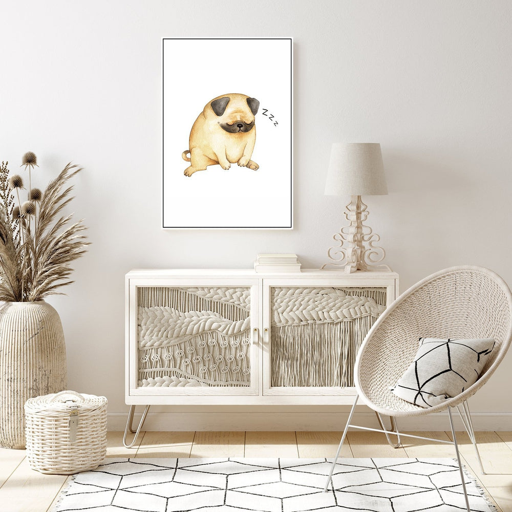 wall-art-print-canvas-poster-framed-Sleeping Pug-by-Gioia Wall Art-Gioia Wall Art