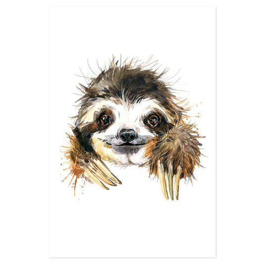 wall-art-print-canvas-poster-framed-Sloth, Watercolour Painting Style-by-Gioia Wall Art-Gioia Wall Art