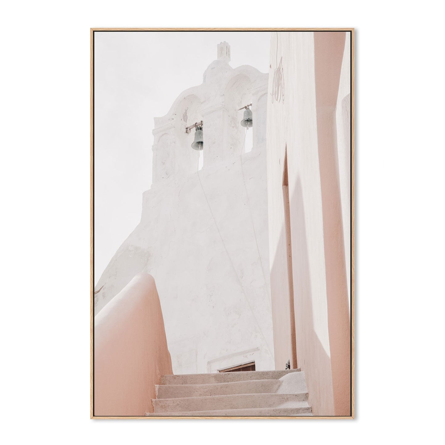 Stairs, Orange Walls and Church, Santorini-Gioia-Prints-Framed-Canvas-Poster-GIOIA-WALL-ART