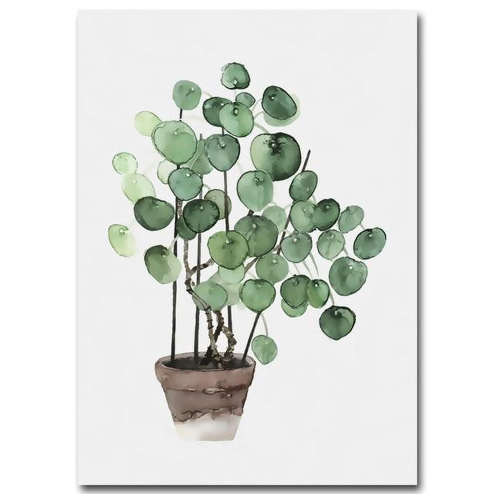 wall-art-print-canvas-poster-framed-String Of Pearls And Pilea Peperomioides, Set Of 2-by-Gioia Wall Art-Gioia Wall Art