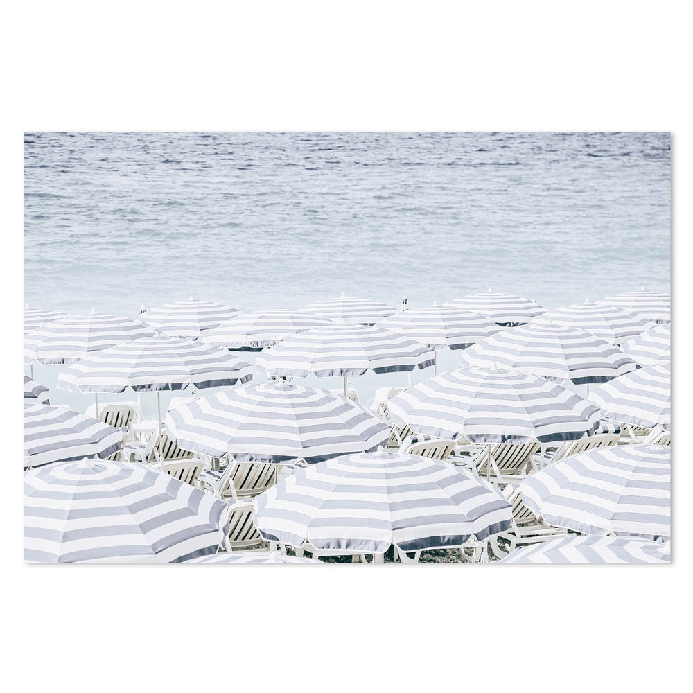 Buy Striped Beach Umbrella On The Coast Of France Wall Art Online, Framed Canvas Or Poster