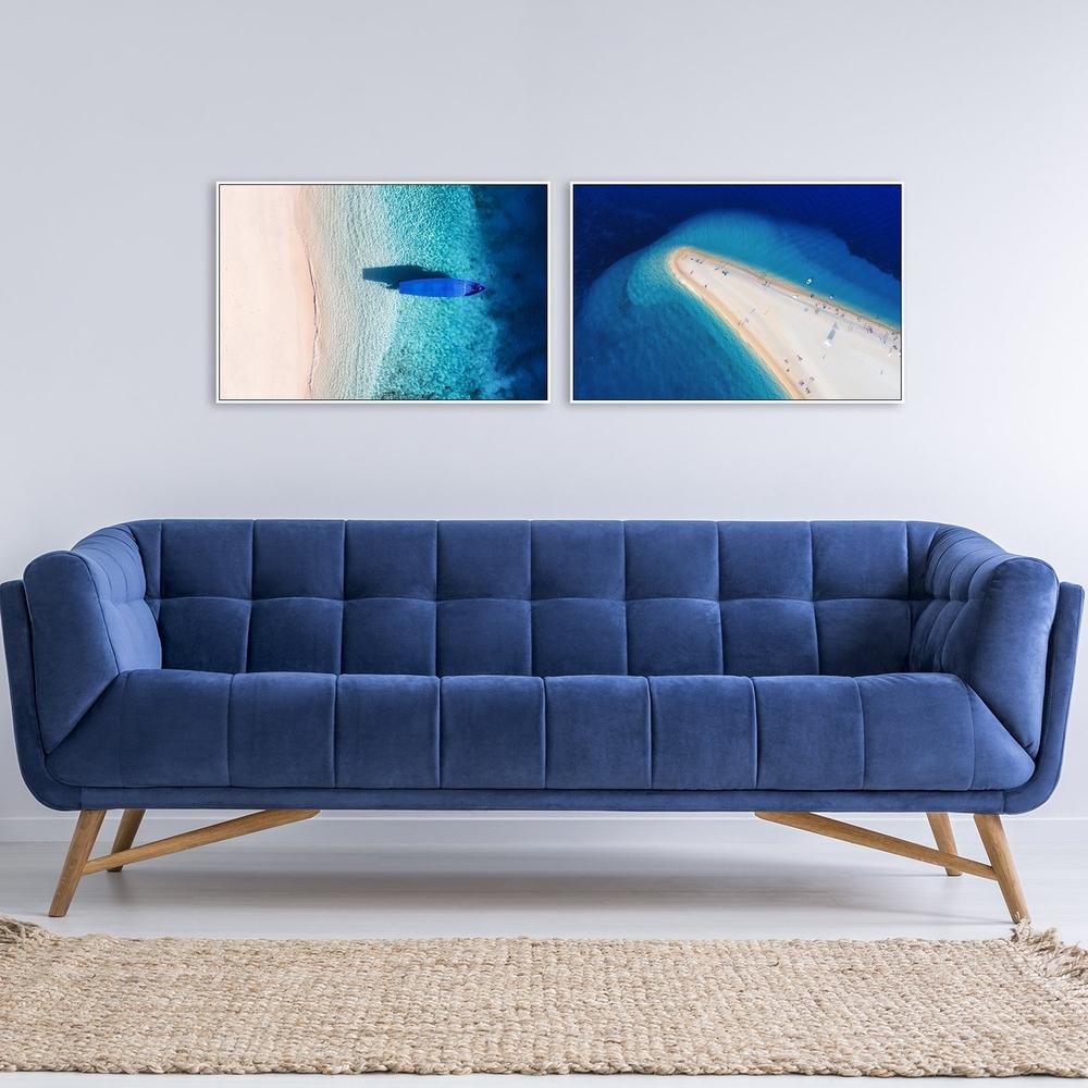 Stunning Shoreline and Blue Sea, Set of 2, Landscape-Framed-Canvas-Print-Poster-Gioia Wall Art