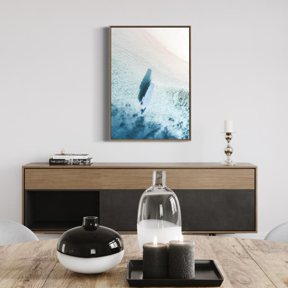 Buy Stunning Shoreline And Blue Sea, Style B, Portrait Wall Art Online, Framed Canvas Or Poster