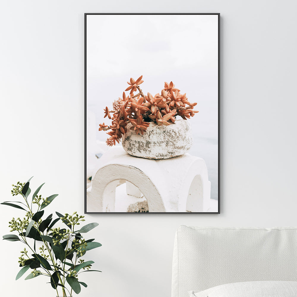 Succulent Pot in Santorini, Style B-Gioia-Prints-Framed-Canvas-Poster-GIOIA-WALL-ART