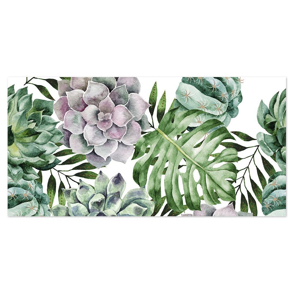 wall-art-print-canvas-poster-framed-Succulents And Monstera Leaves, Watercolour Painting Style-by-Gioia Wall Art-Gioia Wall Art