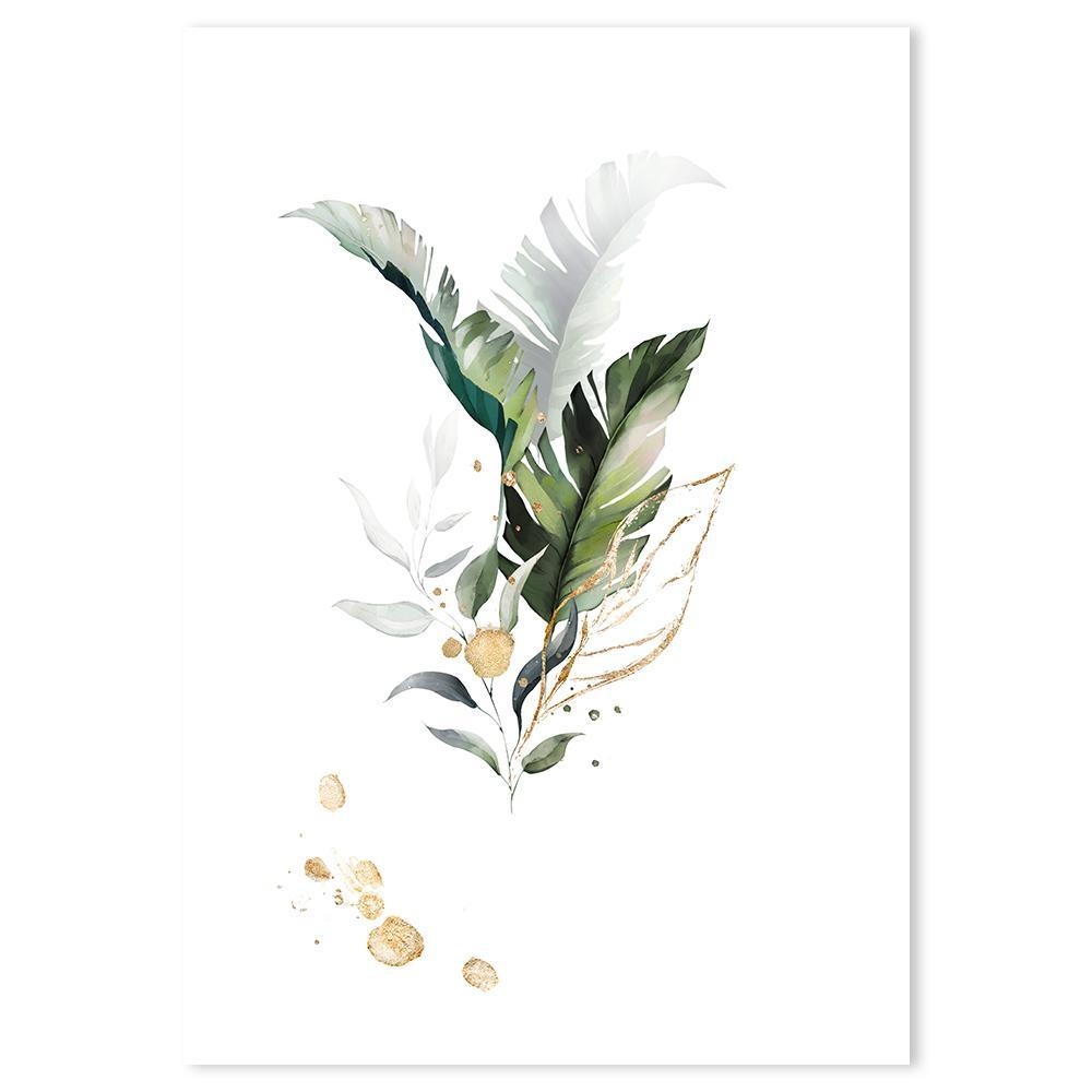 wall-art-print-canvas-poster-framed-Sun-Kissed Plants, Green And Gold Leaves-by-Gioia Wall Art-Gioia Wall Art