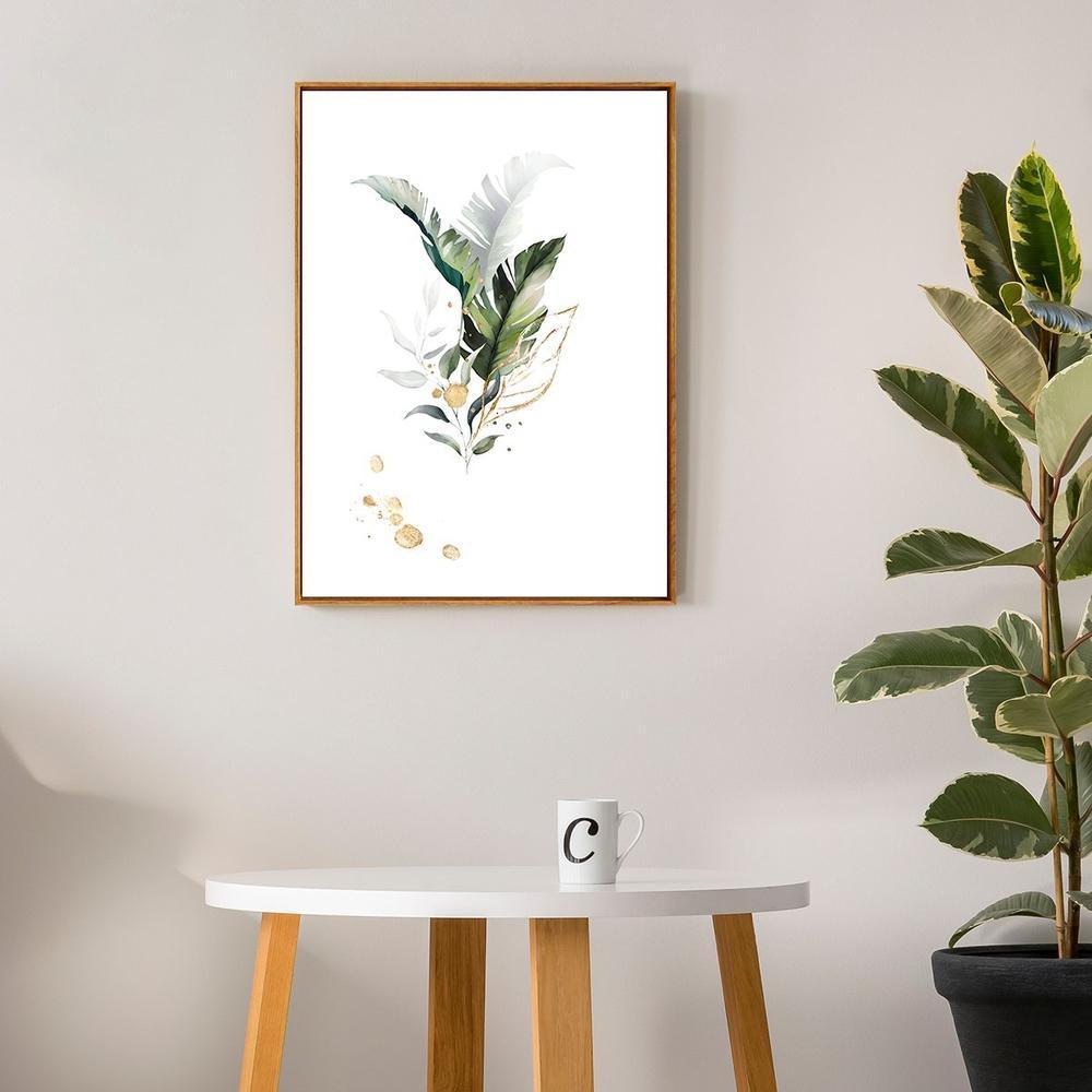 wall-art-print-canvas-poster-framed-Sun-Kissed Plants, Green And Gold Leaves-by-Gioia Wall Art-Gioia Wall Art