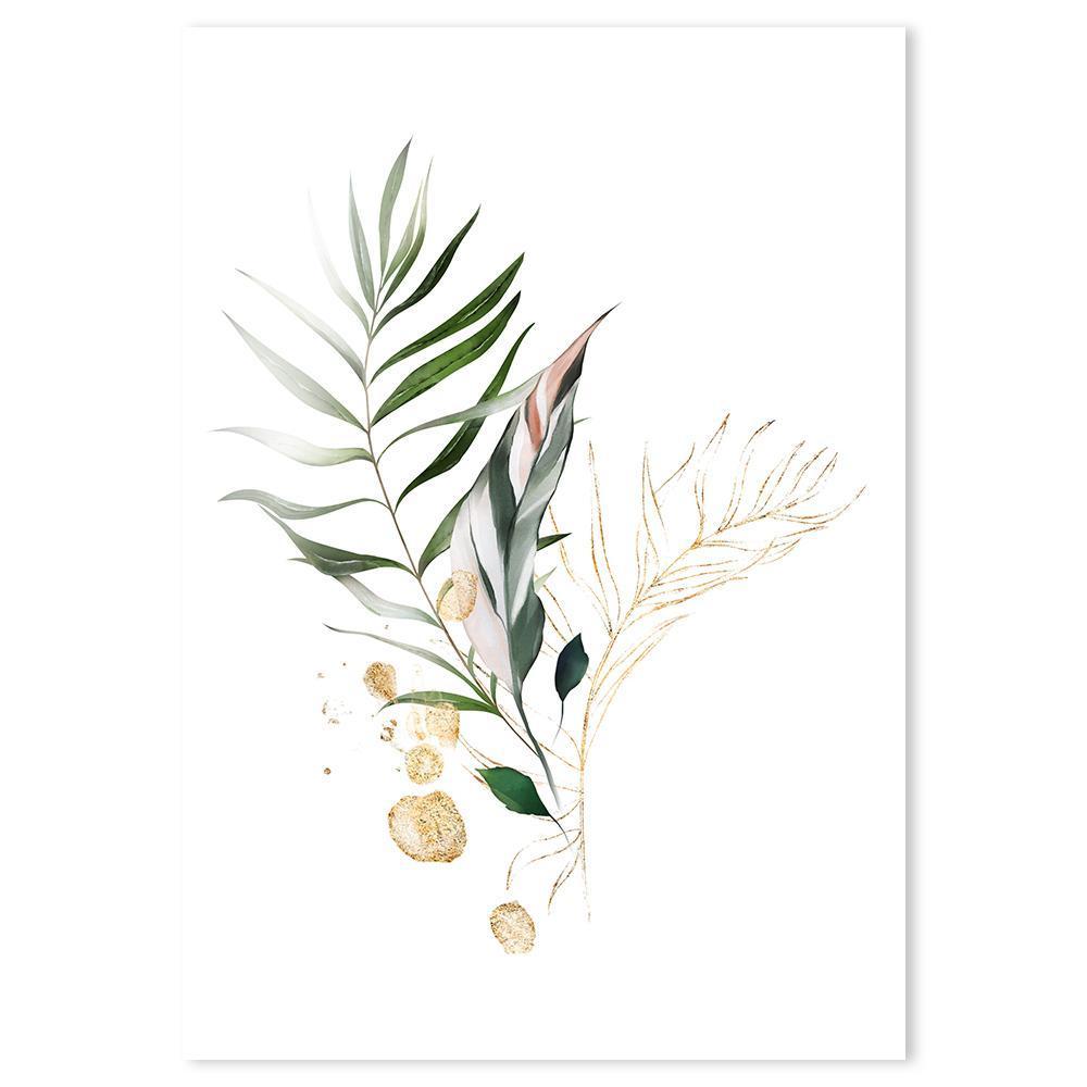 wall-art-print-canvas-poster-framed-Sun-Kissed Plants, Leaves With Gold Sunlight Mottle-by-Gioia Wall Art-Gioia Wall Art