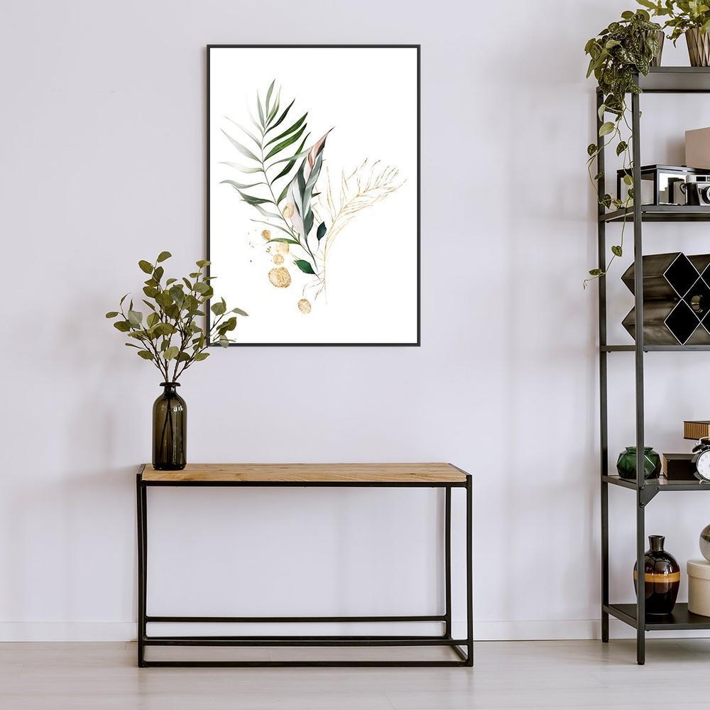 wall-art-print-canvas-poster-framed-Sun-Kissed Plants, Leaves With Gold Sunlight Mottle-by-Gioia Wall Art-Gioia Wall Art