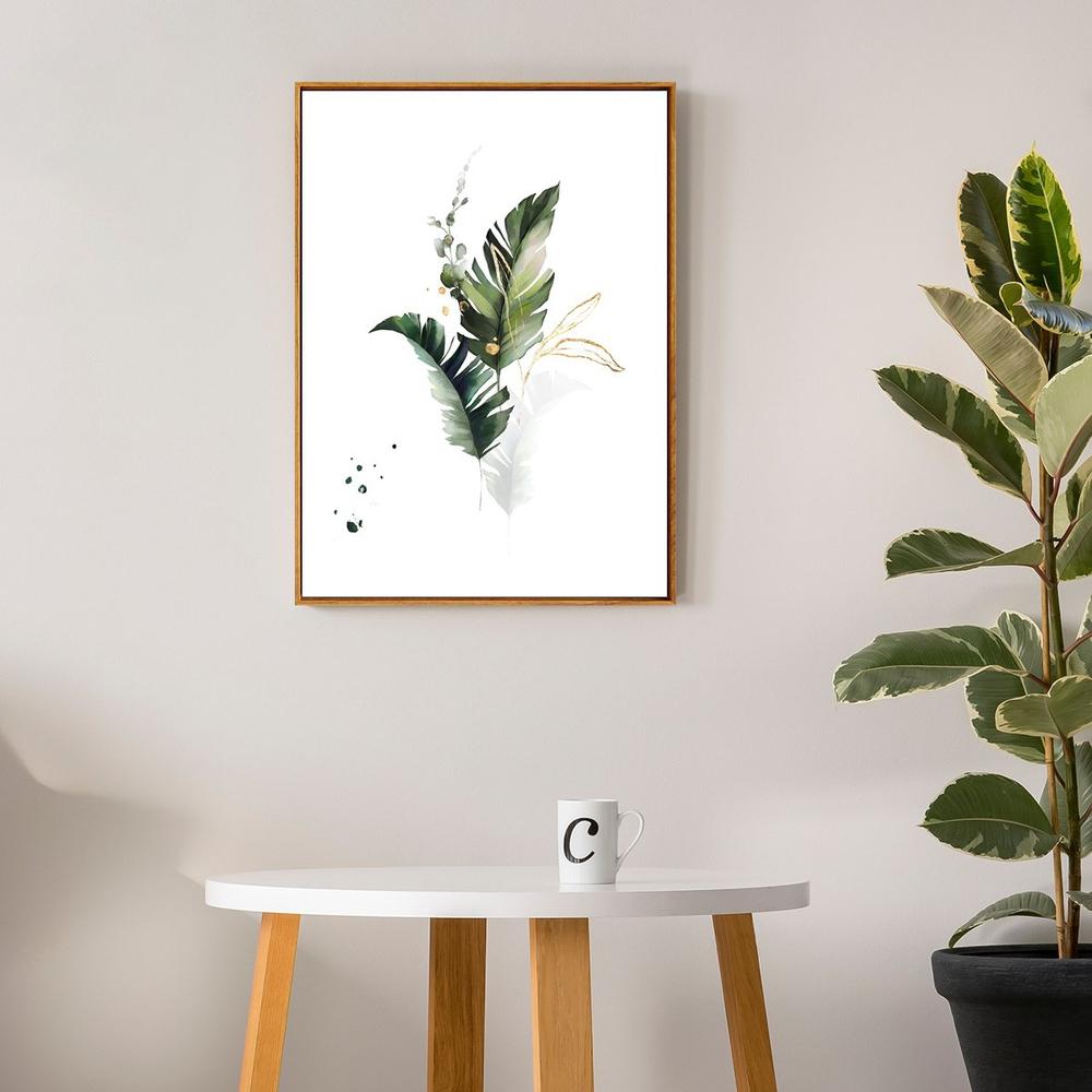 wall-art-print-canvas-poster-framed-Sun-Kissed Plants, Leaves With Gold Touch-by-Gioia Wall Art-Gioia Wall Art