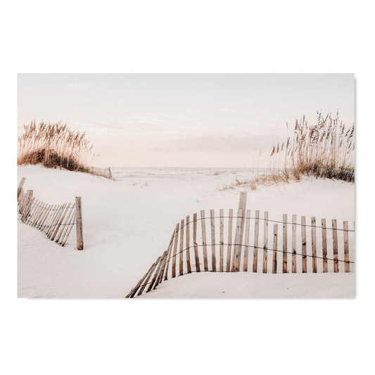 wall-art-print-canvas-poster-framed-Sunrise At The Beach With Sea Oats And Dune Fence-by-Gioia Wall Art-Gioia Wall Art