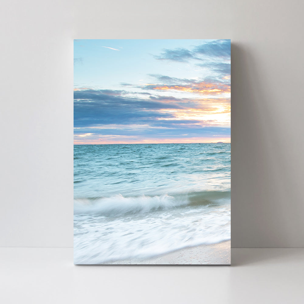 wall-art-print-canvas-poster-framed-Sunrise By The Ocean, Ocean And Beach Landscape, Set Of 3-by-Gioia Wall Art-Gioia Wall Art