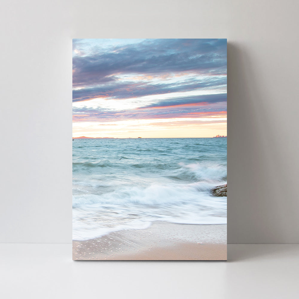 wall-art-print-canvas-poster-framed-Sunrise By The Ocean, Ocean And Beach Landscape, Set Of 3-by-Gioia Wall Art-Gioia Wall Art