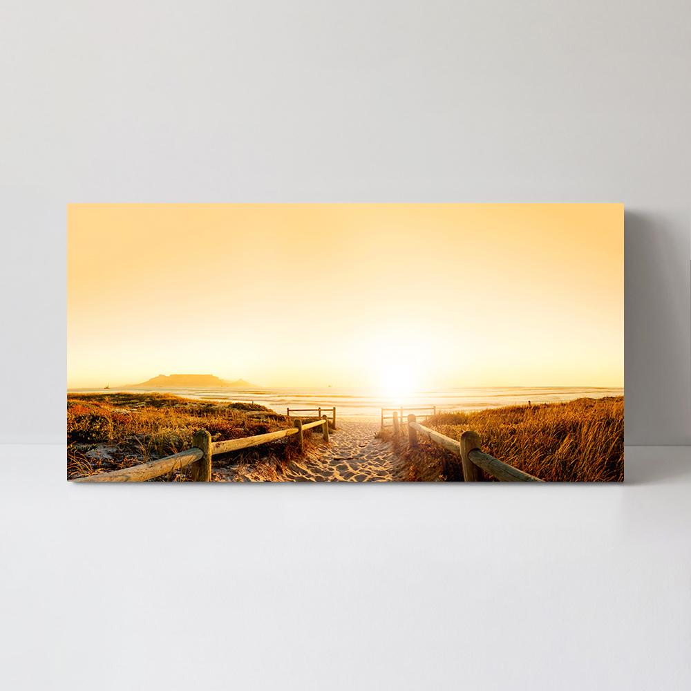 wall-art-print-canvas-poster-framed-Sunset Glowed Beach, Pathway, Dune And Grass, Beach And Ocean Landscape-by-Gioia Wall Art-Gioia Wall Art