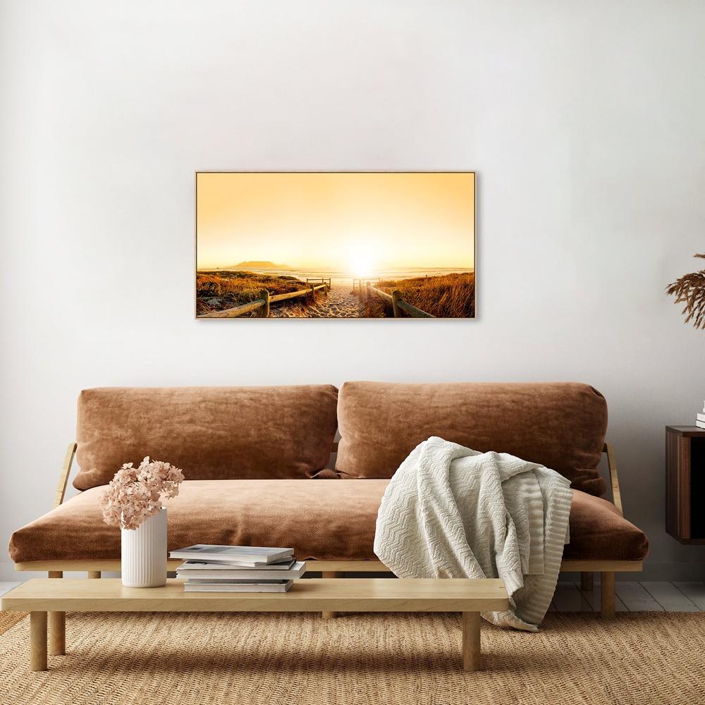 wall-art-print-canvas-poster-framed-Sunset Glowed Beach, Pathway, Dune And Grass, Beach And Ocean Landscape-by-Gioia Wall Art-Gioia Wall Art