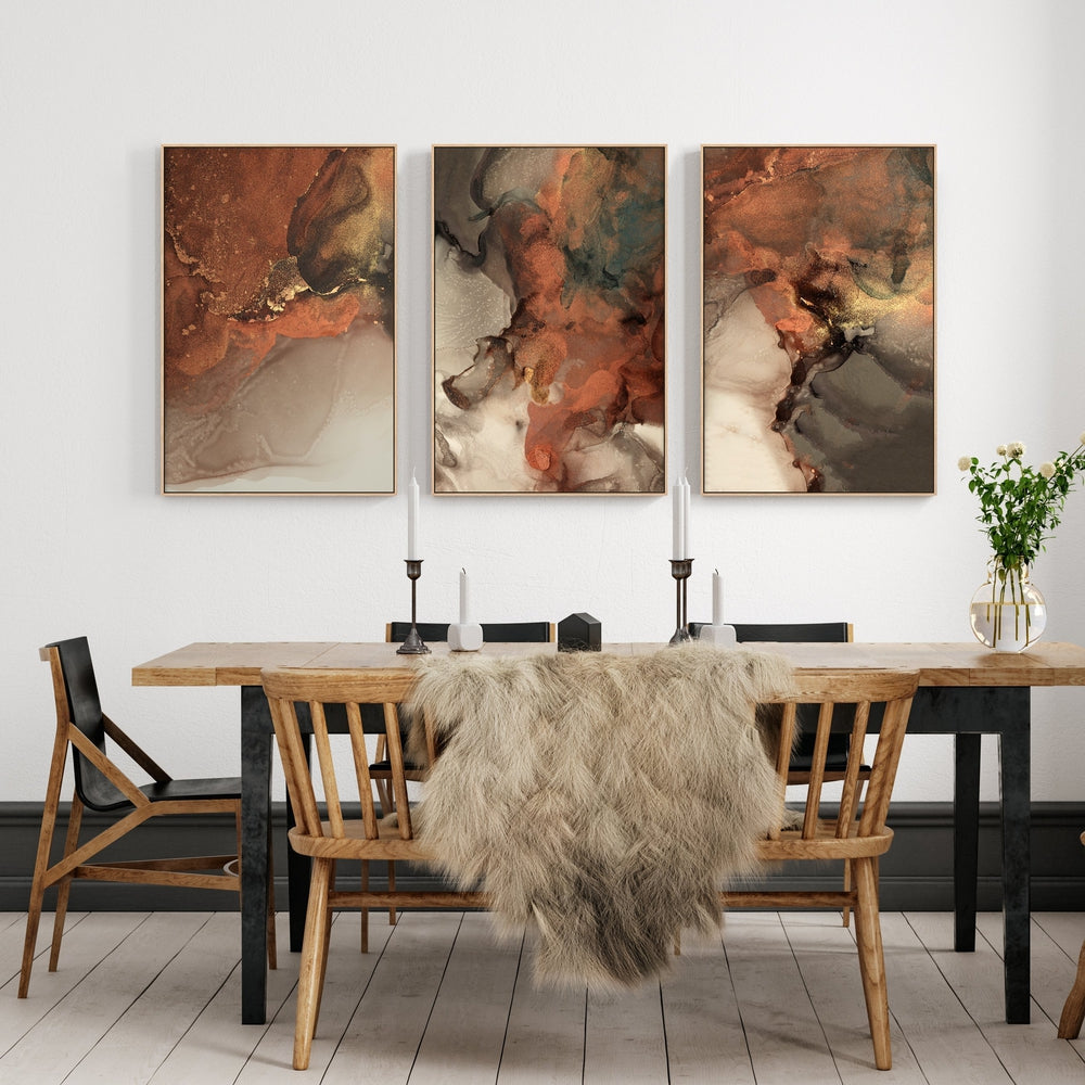 wall-art-print-canvas-poster-framed-Tan And Orange Abstract, Set Of 3-by-Gioia Wall Art-Gioia Wall Art