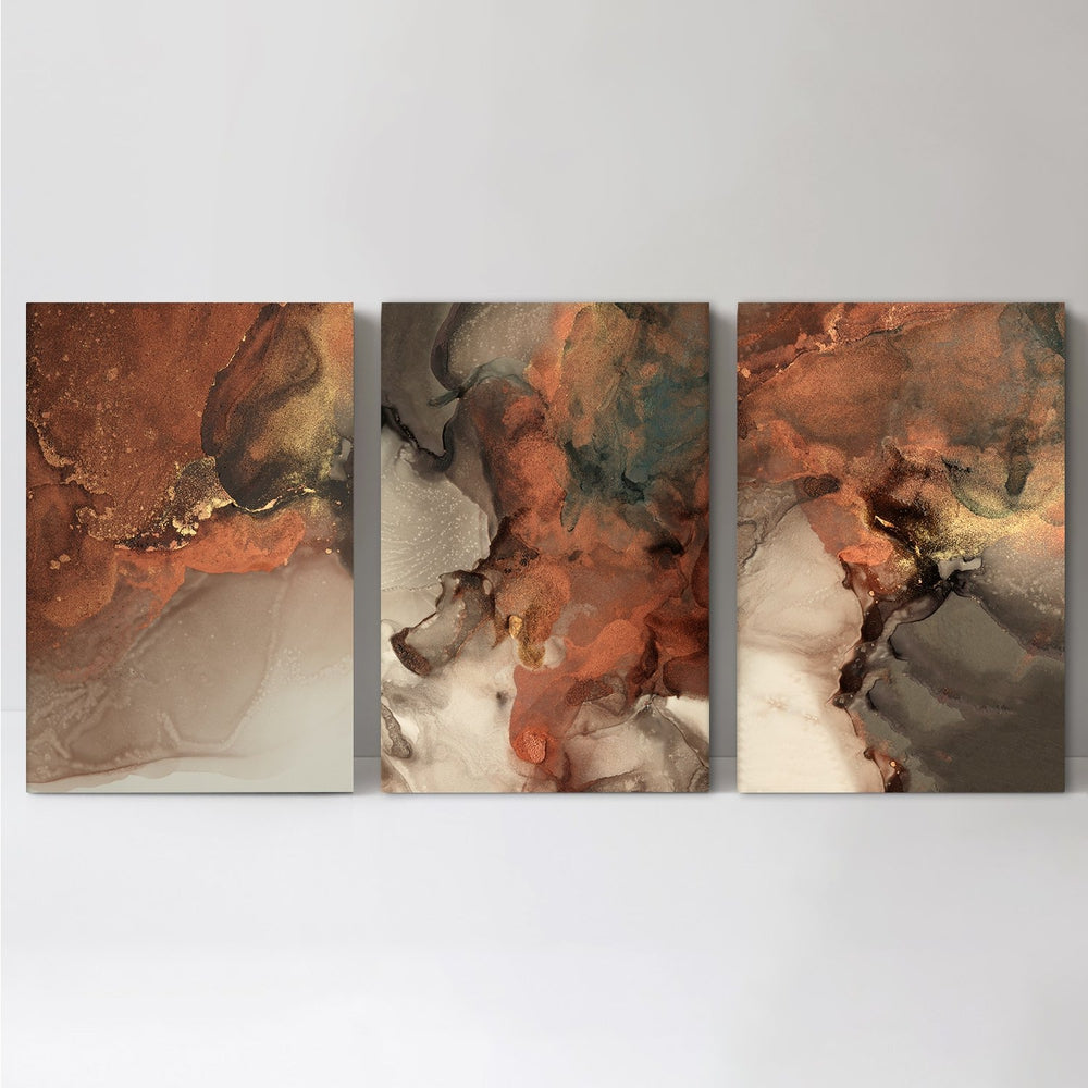 wall-art-print-canvas-poster-framed-Tan And Orange Abstract, Set Of 3-by-Gioia Wall Art-Gioia Wall Art