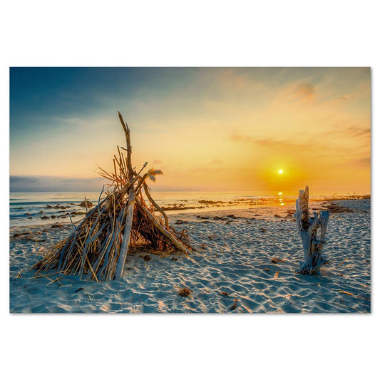 wall-art-print-canvas-poster-framed-Tent At Beach In Sunset-by-Gioia Wall Art-Gioia Wall Art