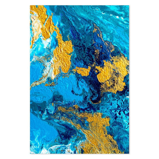 wall-art-print-canvas-poster-framed-Textured Blue And Gold Abstract Art, Style B-by-Gioia Wall Art-Gioia Wall Art