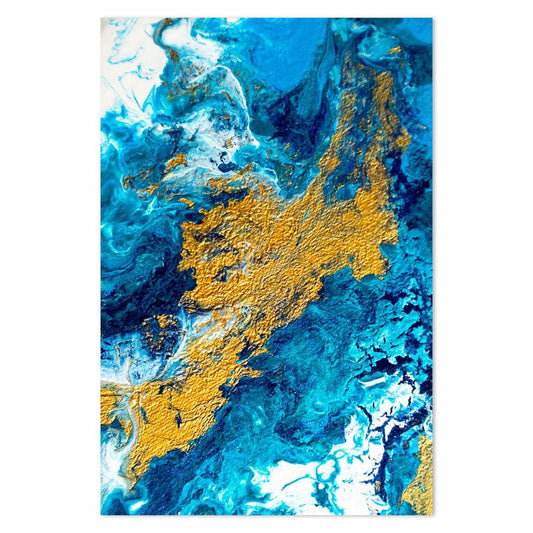 wall-art-print-canvas-poster-framed-Textured Blue And Gold Abstract Art, Style C-by-Gioia Wall Art-Gioia Wall Art