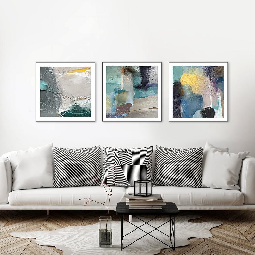 wall-art-print-canvas-poster-framed-The Game Of Light, Set Of 3, Green And Blue Tone-by-Gioia Wall Art-Gioia Wall Art