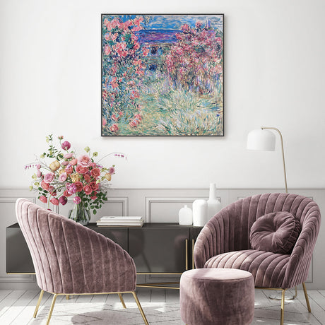 wall-art-print-canvas-poster-framed-The House among the Roses 03 1925 , By Monet-by-Gioia Wall Art-Gioia Wall Art