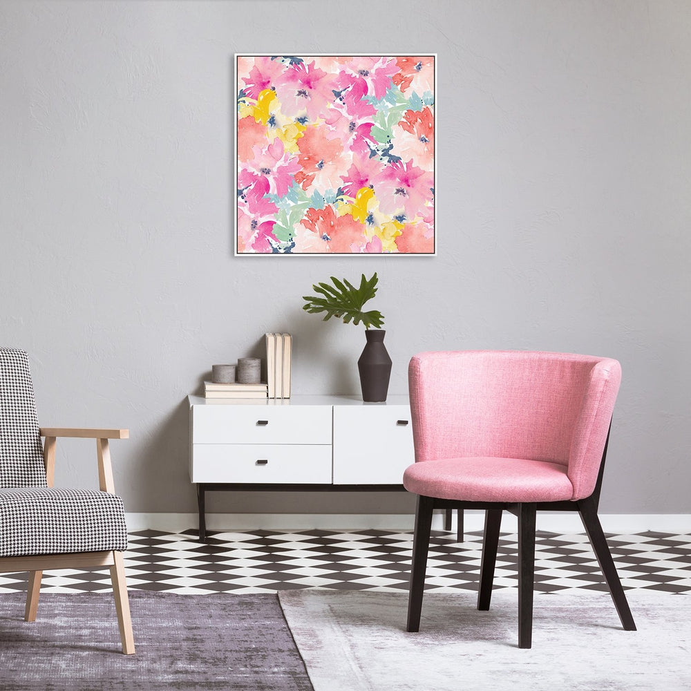 wall-art-print-canvas-poster-framed-The Pinky Flower Wall, Watercolour Painting-by-Gioia Wall Art-Gioia Wall Art