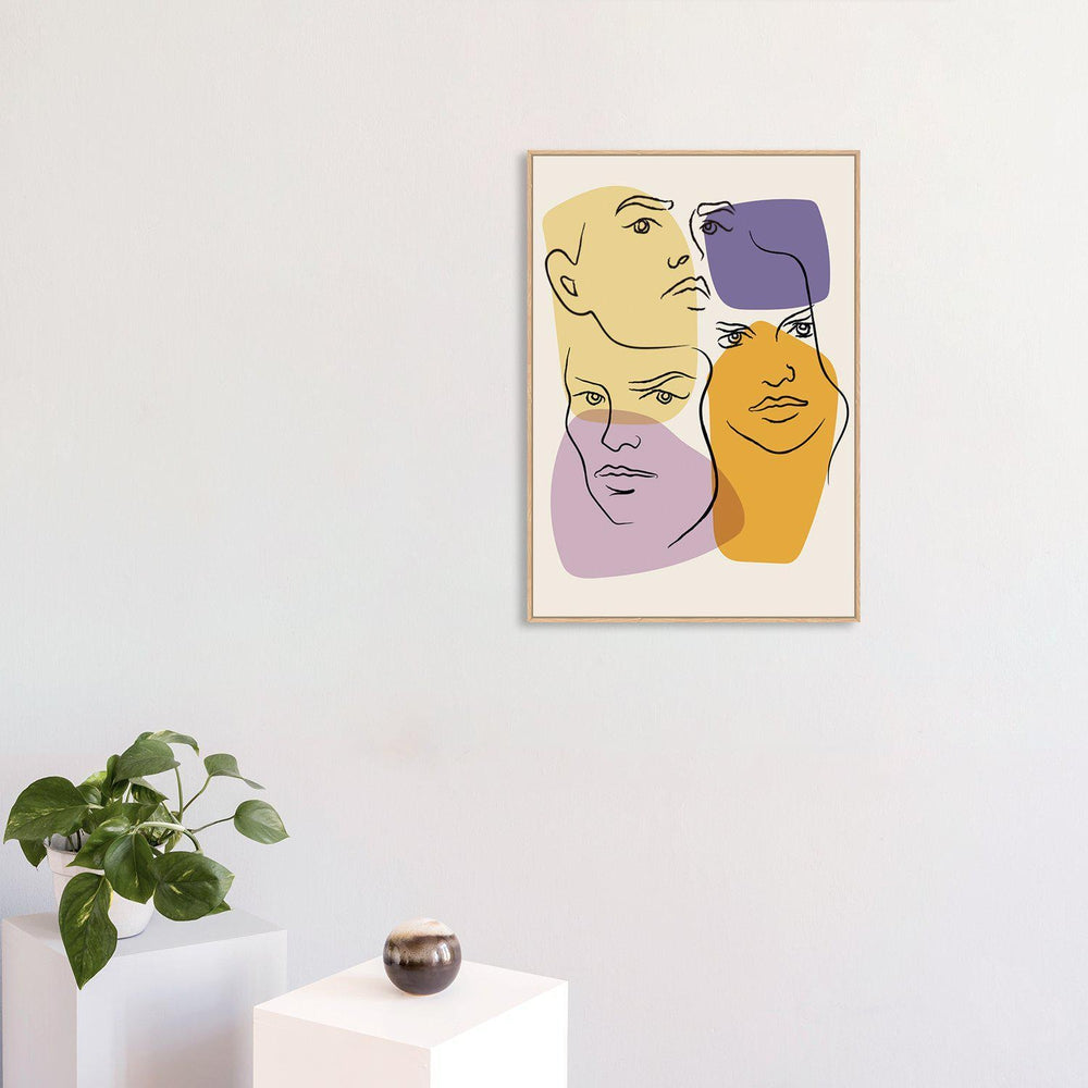 wall-art-print-canvas-poster-framed-The Three Faces, Line Art Drawing-by-Gioia Wall Art-Gioia Wall Art