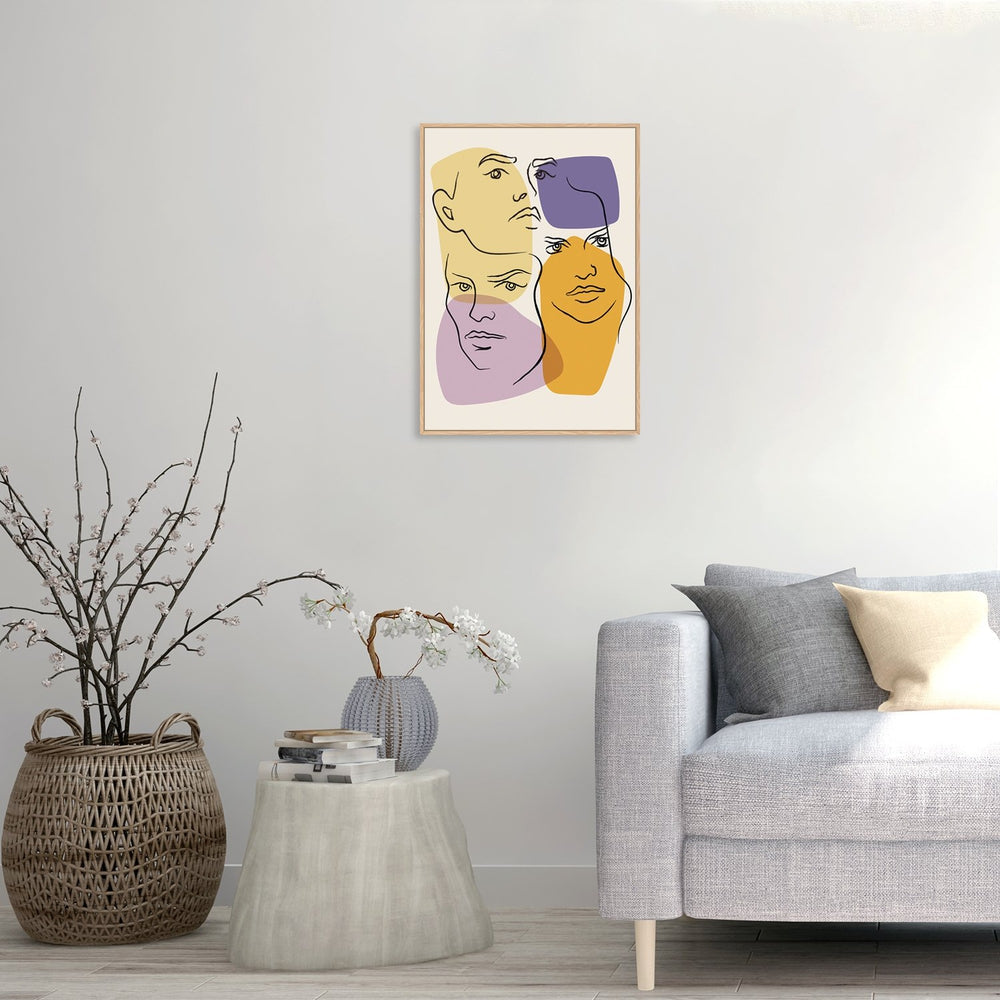 wall-art-print-canvas-poster-framed-The Three Faces, Line Art Drawing-by-Gioia Wall Art-Gioia Wall Art