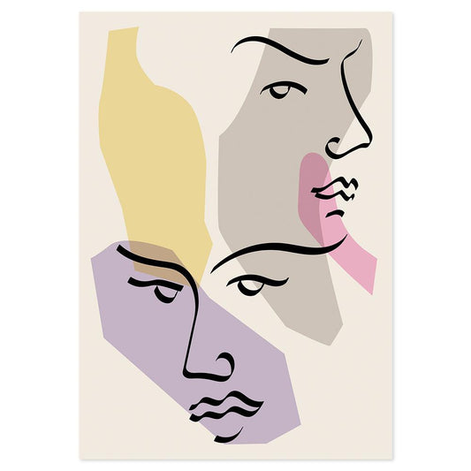 wall-art-print-canvas-poster-framed-The Two Faces, Line Art-by-Gioia Wall Art-Gioia Wall Art