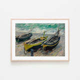 wall-art-print-canvas-poster-framed-Three Fishing Boats 1886 , By Monet-by-Gioia Wall Art-Gioia Wall Art