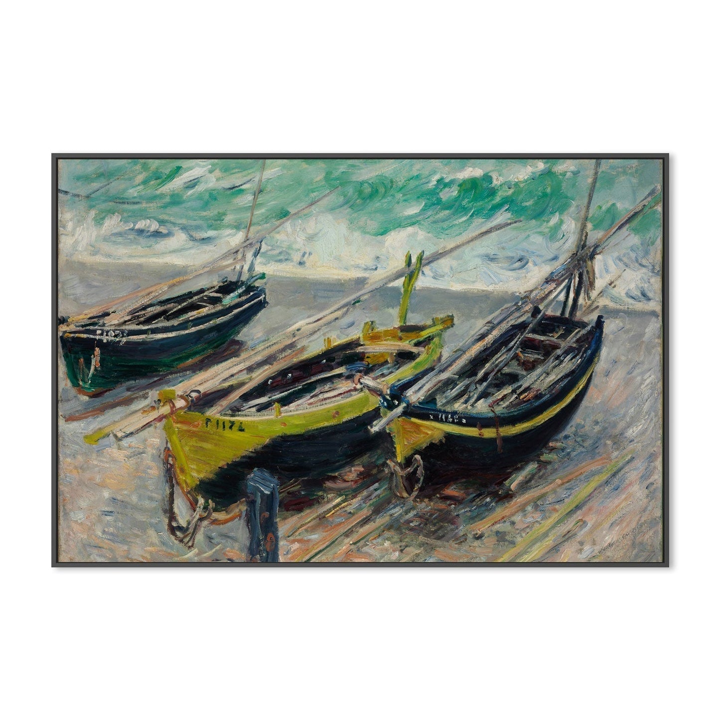 wall-art-print-canvas-poster-framed-Three Fishing Boats 1886 , By Monet-by-Gioia Wall Art-Gioia Wall Art