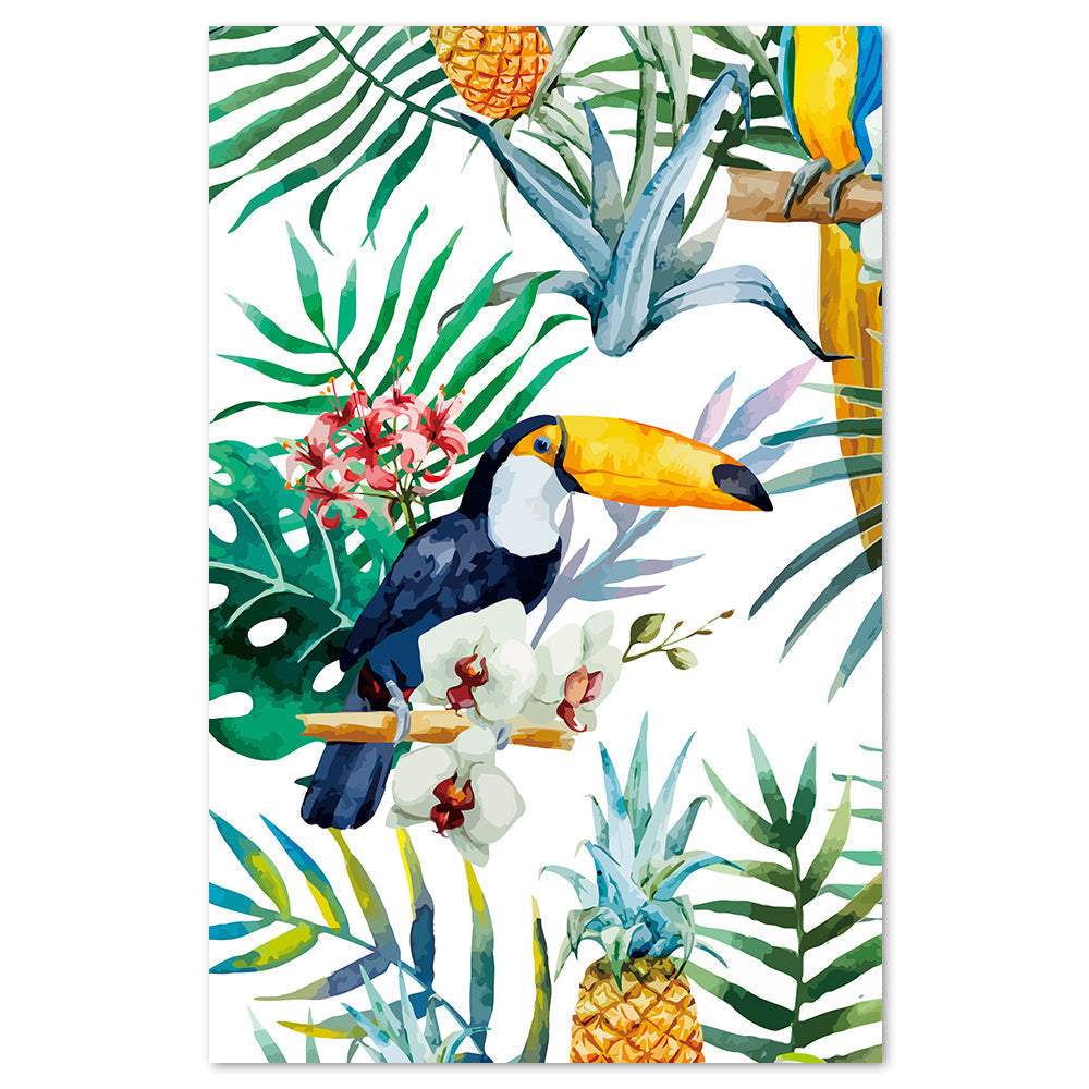 wall-art-print-canvas-poster-framed-Toucan And Plants, Watercolour-by-Gioia Wall Art-Gioia Wall Art