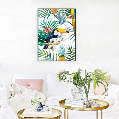 wall-art-print-canvas-poster-framed-Toucan And Plants, Watercolour-by-Gioia Wall Art-Gioia Wall Art