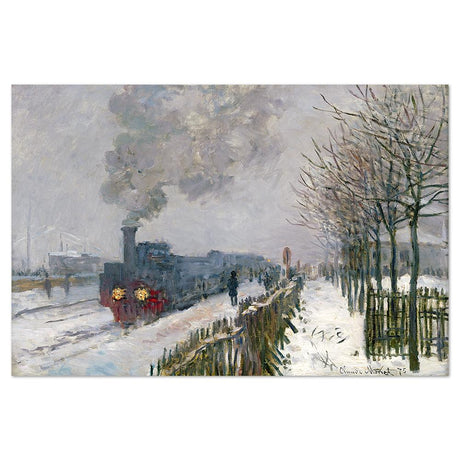 wall-art-print-canvas-poster-framed-Train In The Snow, The Locomotive, By Monet-by-Gioia Wall Art-Gioia Wall Art