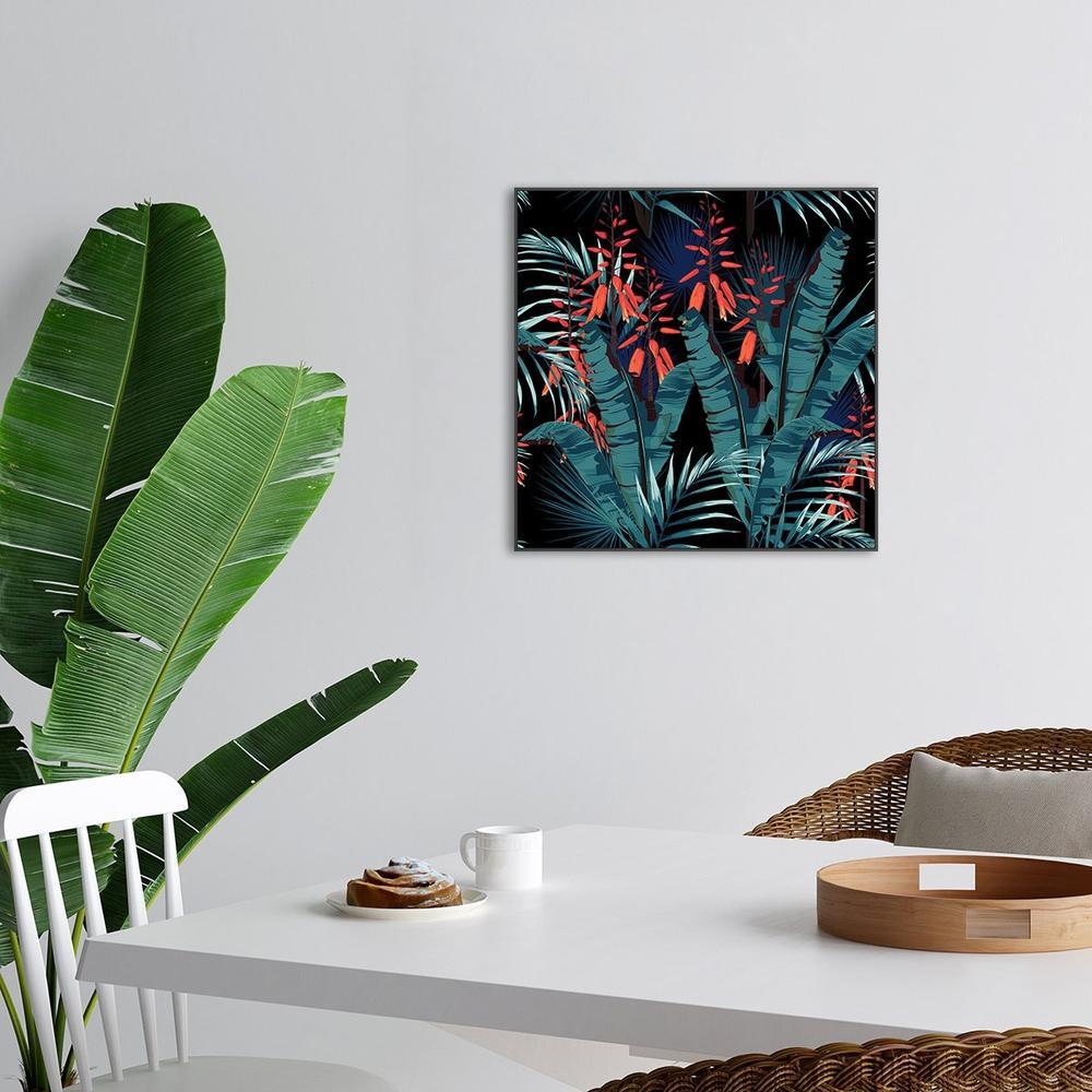 wall-art-print-canvas-poster-framed-Tropic Foliage With Palm Bananas Leaves And Orange Flowers-by-Gioia Wall Art-Gioia Wall Art