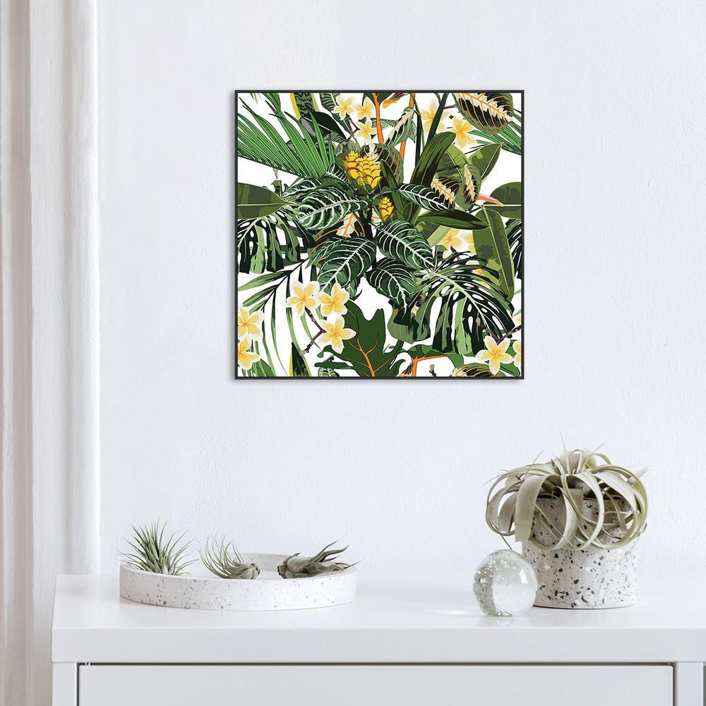 wall-art-print-canvas-poster-framed-Tropic Plants, Frangipani, Bright Green Palm And Monstera Leaves-by-Gioia Wall Art-Gioia Wall Art