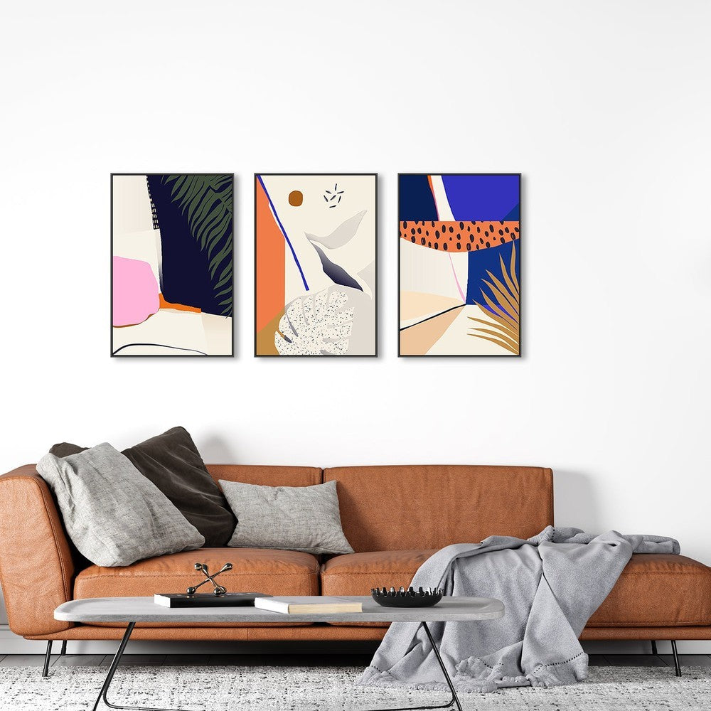 wall-art-print-canvas-poster-framed-Tropical Abstract, Set Of 3-by-Gioia Wall Art-Gioia Wall Art