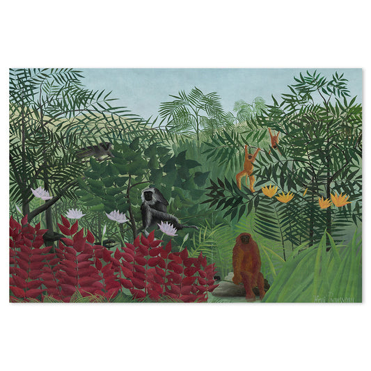 wall-art-print-canvas-poster-framed-Tropical Forest With Monkeys, 1910, By Henri Rousseau-by-Gioia Wall Art-Gioia Wall Art