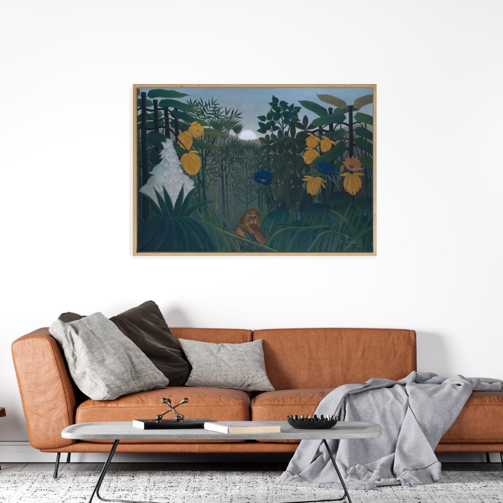 wall-art-print-canvas-poster-framed-Tropical Forest With Monkeys, 1910, By Henri Rousseau-by-Gioia Wall Art-Gioia Wall Art