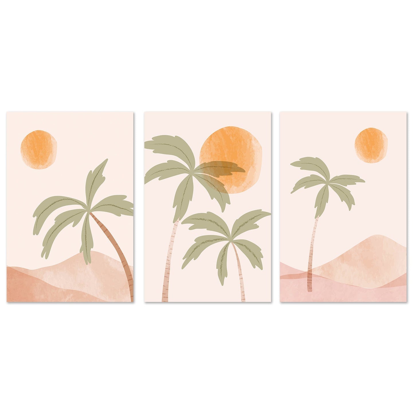 wall-art-print-canvas-poster-framed-Tropical Peach, Style A, B & C, Set Of 3-GIOIA-WALL-ART