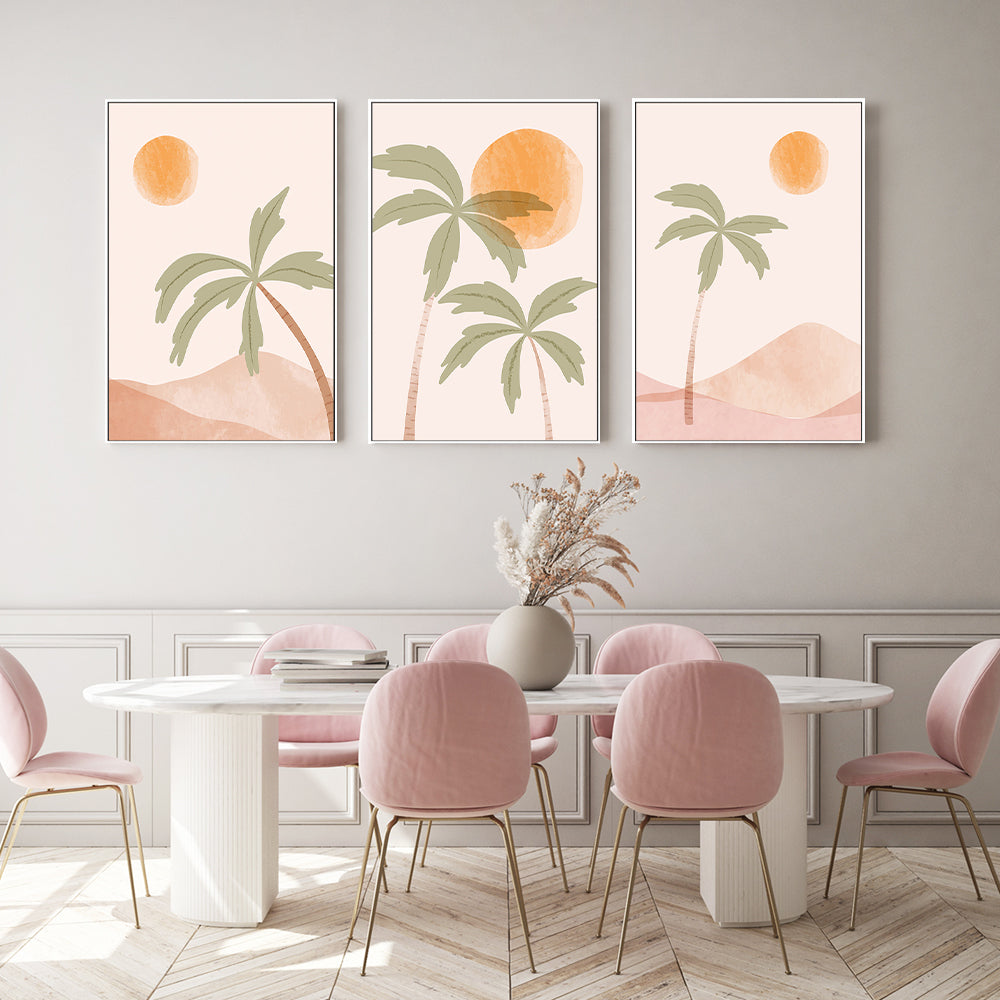 wall-art-print-canvas-poster-framed-Tropical Peach, Style A, B & C, Set Of 3-GIOIA-WALL-ART