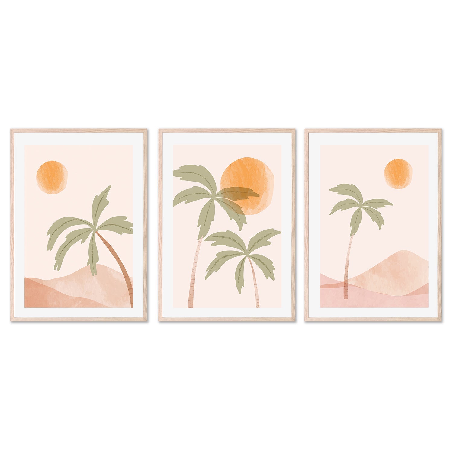 wall-art-print-canvas-poster-framed-Tropical Peach, Style A, B & C, Set Of 3-GIOIA-WALL-ART