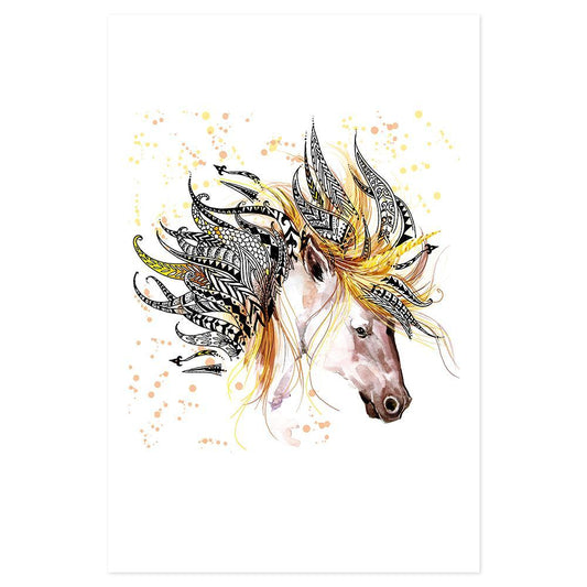 wall-art-print-canvas-poster-framed-Unicorn, Yellow And Blush, Watercolour Painting Style-by-Gioia Wall Art-Gioia Wall Art