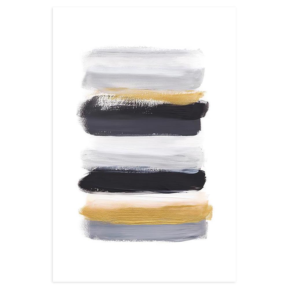 wall-art-print-canvas-poster-framed-United, Abstract Art, Black, Grey, Creamy And Yellow-by-Gioia Wall Art-Gioia Wall Art