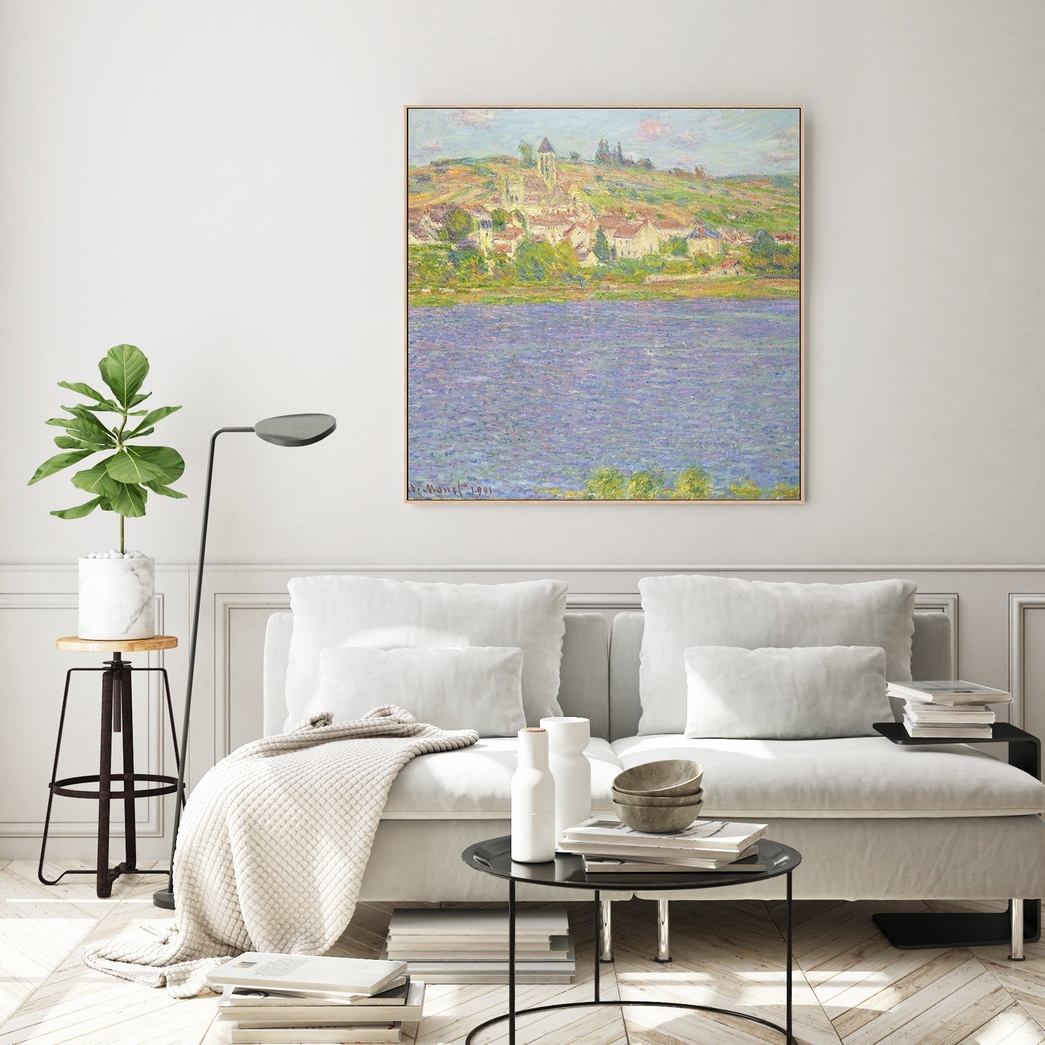 wall-art-print-canvas-poster-framed-Vetheuil Sun Effect 1901 , By Monet-by-Gioia Wall Art-Gioia Wall Art