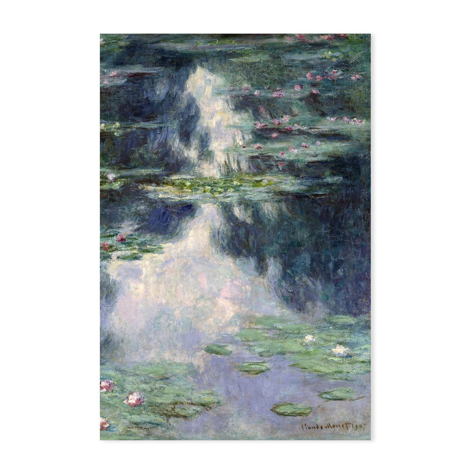 wall-art-print-canvas-poster-framed-Water Lilies 1907 , By Monet-by-Gioia Wall Art-Gioia Wall Art