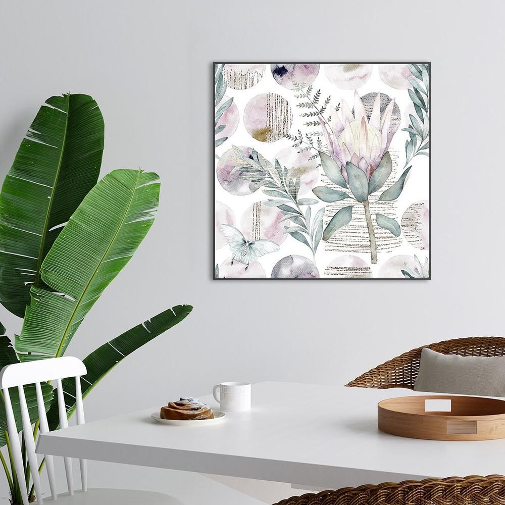 wall-art-print-canvas-poster-framed-Watercolour Floral Print, Protea And Eucalyptus Leaves-by-Gioia Wall Art-Gioia Wall Art