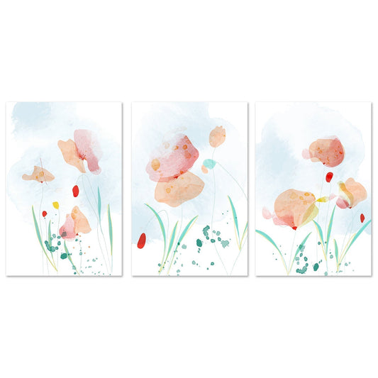 wall-art-print-canvas-poster-framed-Watercolour Flower Garden, Style A, B & C, Set Of 3-GIOIA-WALL-ART