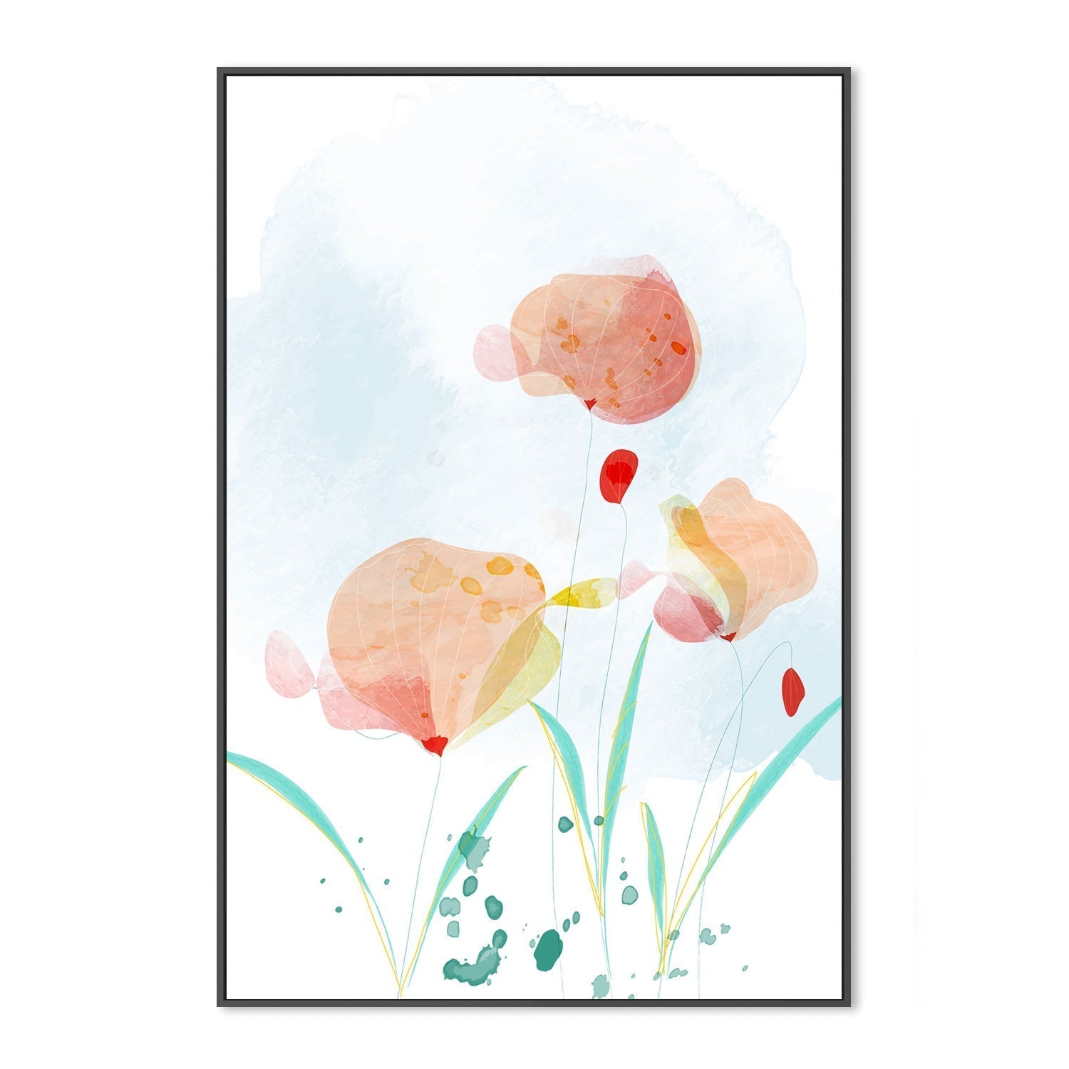 wall-art-print-canvas-poster-framed-Watercolour Flower Garden, Style C-GIOIA-WALL-ART